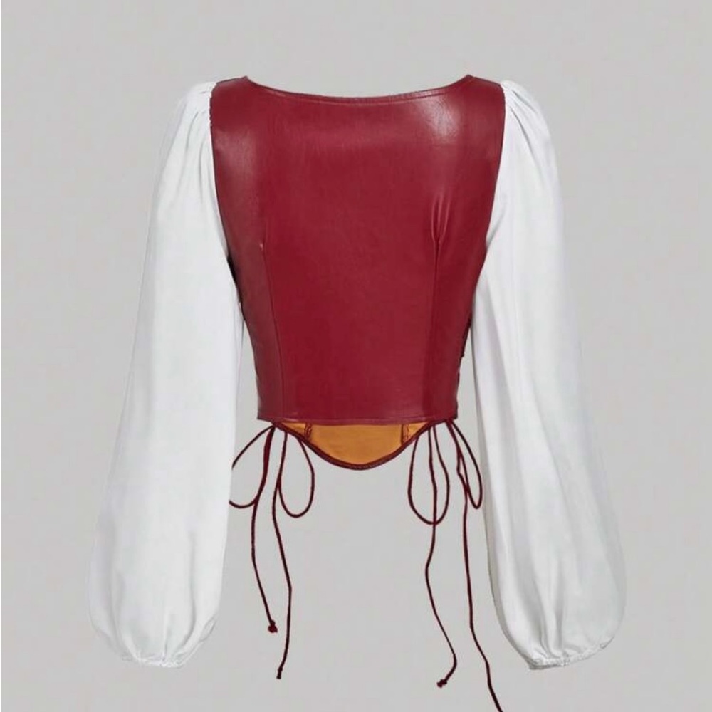 Old West Red and White Corset Blouse - Picture 2 of 5